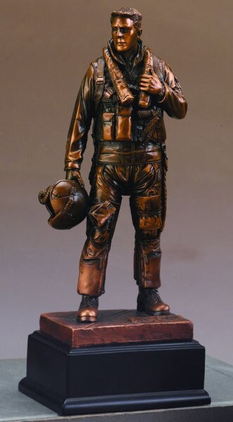 Air Force Military Hero Sculpture With Helment and Gear Pilot Statue